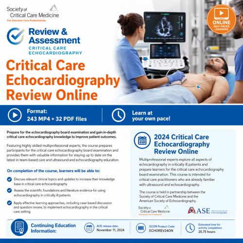 SCCM Critical Care Echocardiography Review 2024 (Videos + Slides + Quiz)