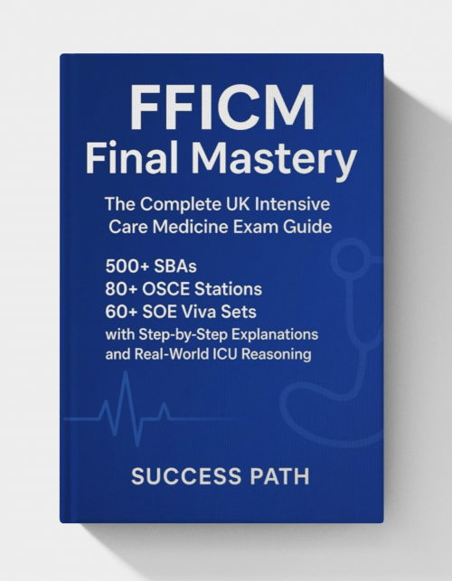 FFICM Final Mastery: The Complete UK Intensive Care Medicine Exam Guide: 500+ SBAs, 80+ OSCE Stations, 60+ SOE Viva Sets with Step-by-Step Explanations and Real-World ICU Reasoning
